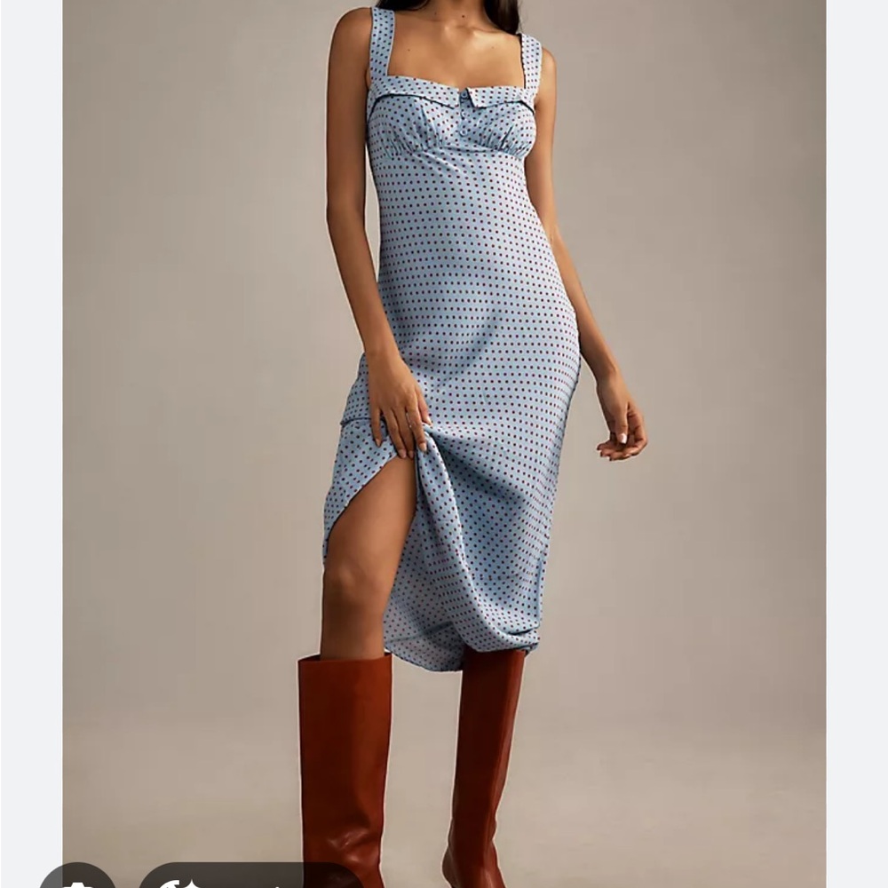 Reformation Tancy blue Polka Dot Midi Dress